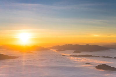 Scenic view of sea against sky during sunset
