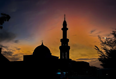 Baturaja, indonesia. beautiful view of the dome of the mosque at dawn, masjid nurul falah sukajadi