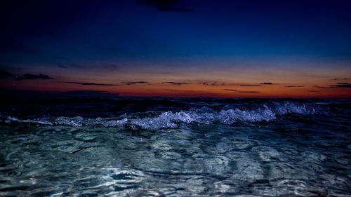 Scenic view of sea against sky at sunset