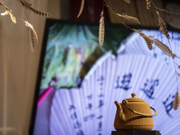 Close-up of clothes hanging on display at store