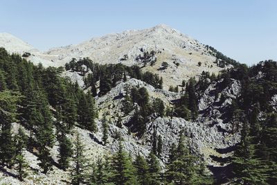 Scenic view of mountains against clear sky