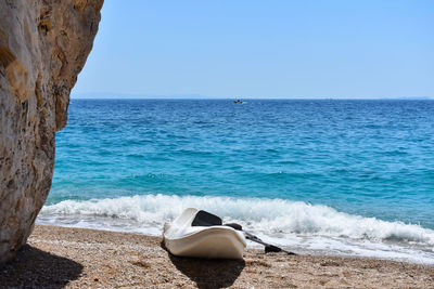 Scenic view of sea against clear sky