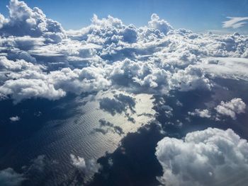 Aerial view of cloudscape over sea