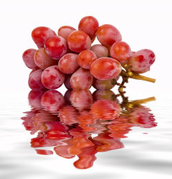 Close-up of red fruit over white background