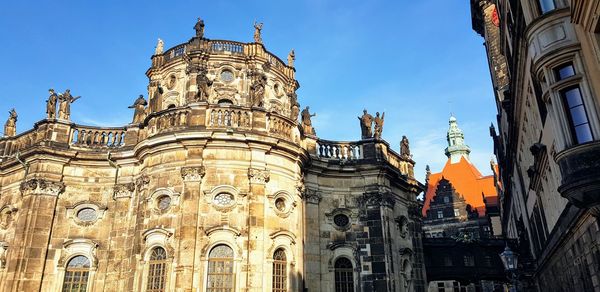 Low angle view of temple building against sky