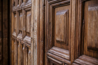 Full frame shot of wooden door of building