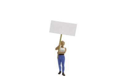 Full length of a woman standing against white background