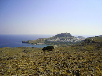 Scenic view of sea against clear sky