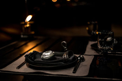 Close-up of wine glass on table