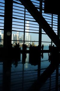 View of city through window