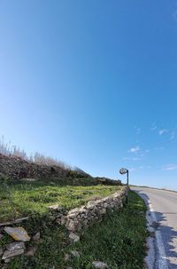 Scenic view of landscape against clear blue sky