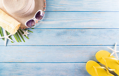 High angle view of bananas on table