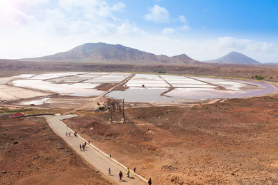 Scenic view of arid landscape against sky