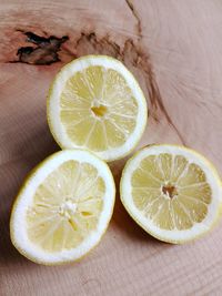 Directly above shot of lemon slices on table