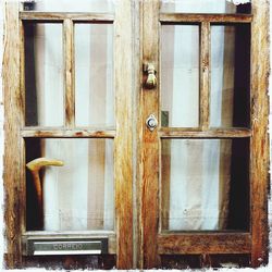 Closed wooden door of house