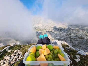 Healthy breakfast on the mountain top