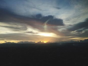 Scenic view of silhouette landscape against sky during sunset