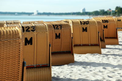 Hooded chairs at beach