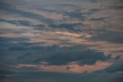 Low angle view of cloudy sky during sunset