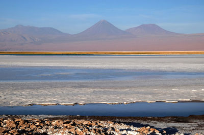 Scenic view of sea against mountains