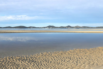 Scenic view of beach against sky