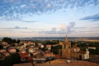 High angle view of townscape against sky