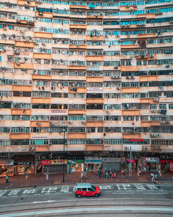 High-angle shot of the street of north point from a high-rise parking lot