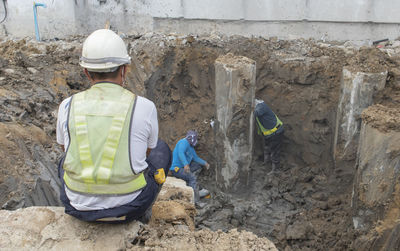 People working at construction site