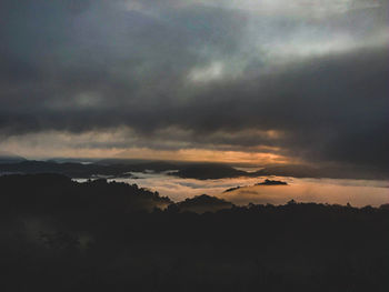 Scenic view of dramatic sky during sunset