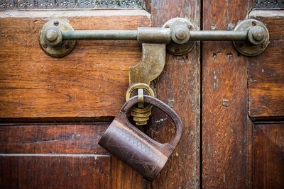 Close-up of old metal door