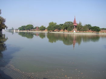 Scenic view of lake against sky