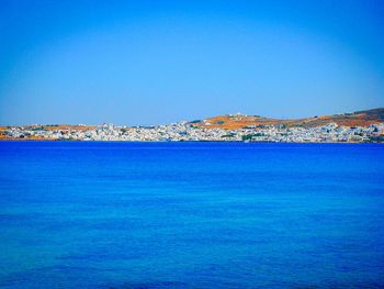 Scenic view of calm sea against clear sky