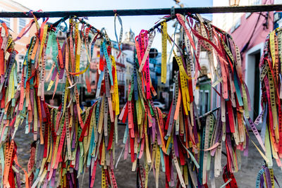 Souvenir strung on an iron rail. pelourinho, salvador, bahia, brazil.