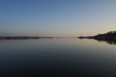 Scenic view of lake against clear sky