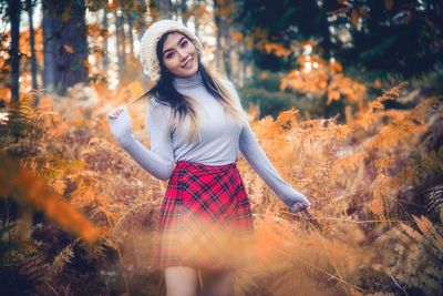 Portrait of a young woman in forest