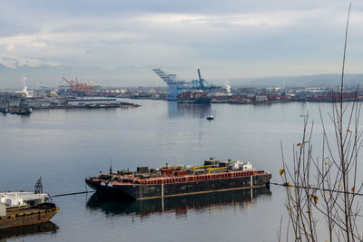 Port of tacoma with barge.