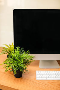 Close-up of laptop on table