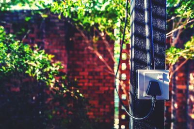 Close-up of telephone booth