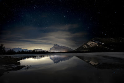 Night shot at vermillion lakes, banff