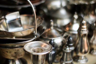Close-up of wine in container at restaurant