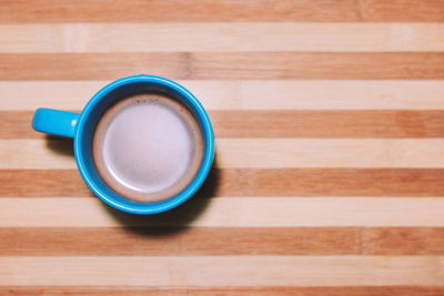 High angle view of coffee on table