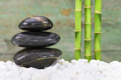 Japanese zen garden with feng shui and stacked stones