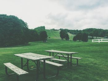 Empty bench in park