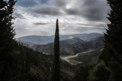 Scenic view of mountains against sky