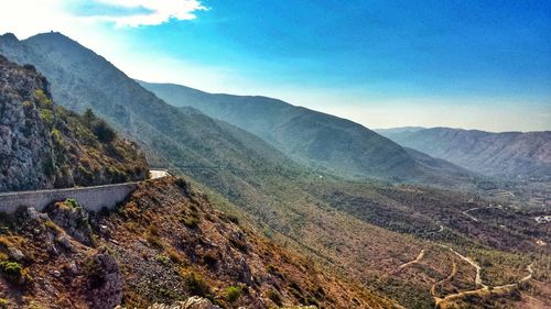 Scenic view of mountains against sky