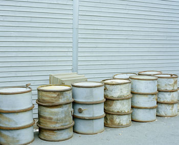 Metallic barrels against shutter