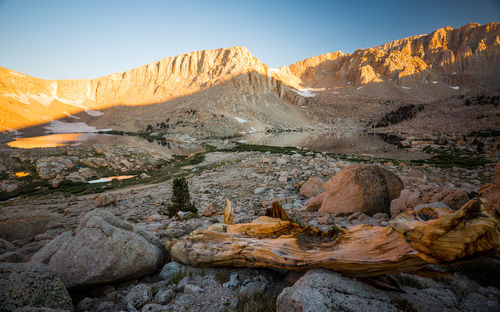 Scenic view of mountains against clear sky