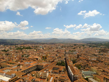 Aerial view of cityscape against sky
