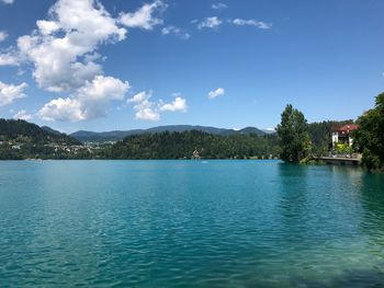 Scenic view of lake against sky