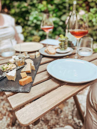 High angle view of food on table